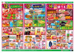 １１日はトマト祭り・１３日はお魚屋さんの日・１４日はお肉屋さんの日　１２日ー１４日３日連続の本体価格９８円均一！！